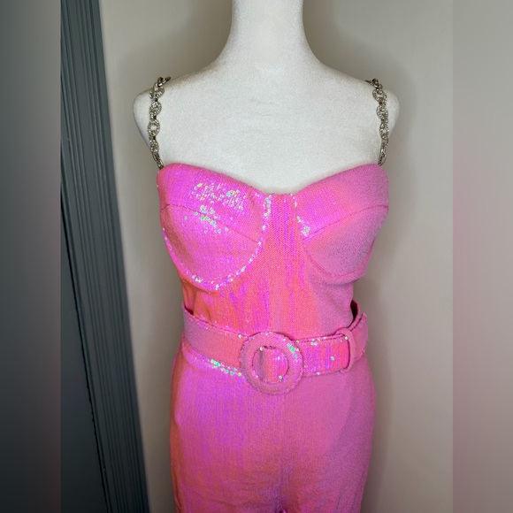 NADINE MERABI Sparkling Pink Jumpsuit - Picture 4 of 13